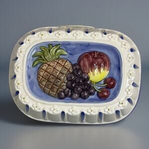 Vintage Sigma the Tastesetter Fruit Wall Plaque 3D Ceramic 12x9 Fruit Themed